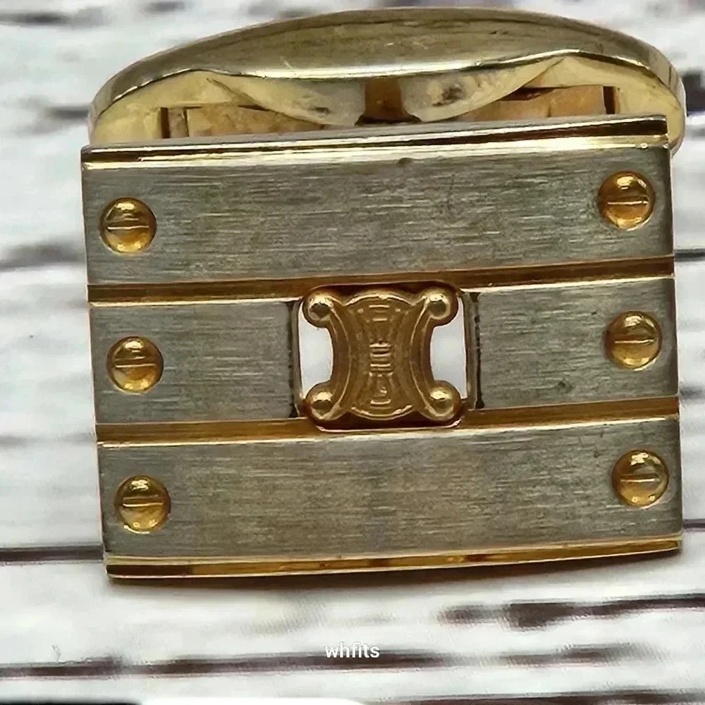 Celine Gold and Silver Cufflink and Tie Bar Set